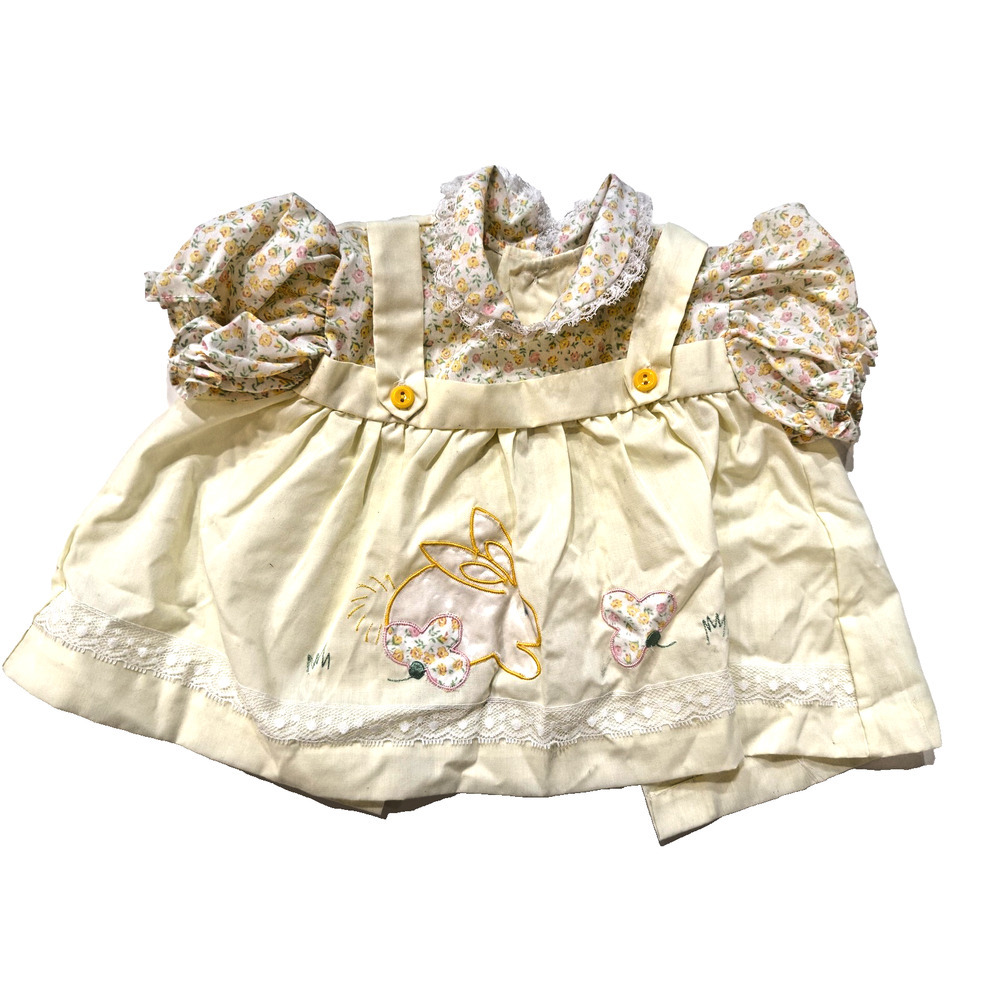 Vintage Cradle Togs Dress Girls‎ 18-24 M Floral Bunny Butterfly Embroidery 80s